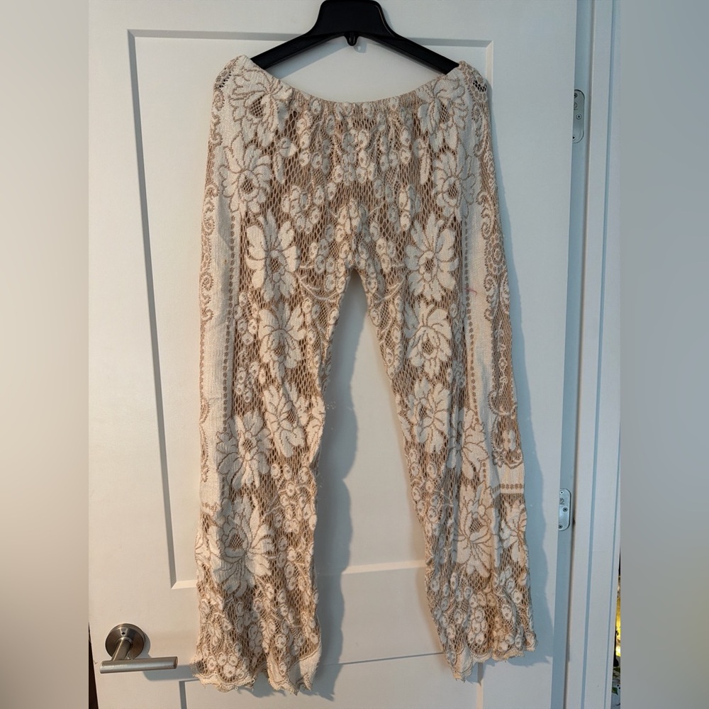 Lace Floral Wide Leg Pants